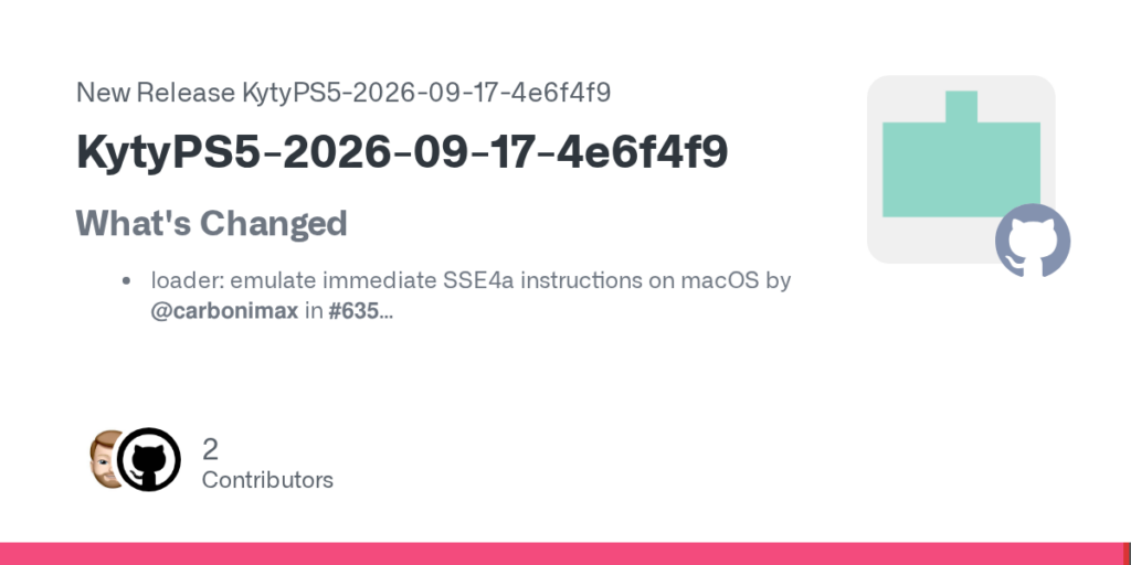 KytyPS5 : une mise à jour améliore l’émulation SSE4a sur macOS